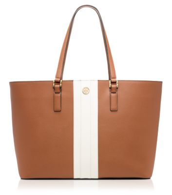 Bark Stripe Tory Burch Robinson Striped Tote 