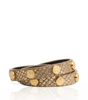 PYTHON PRINT DOUBLE WRAP LOGO STUD BRACELET