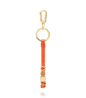 Fire Orange Tory Burch Lucia Leather Strap Key Fob 