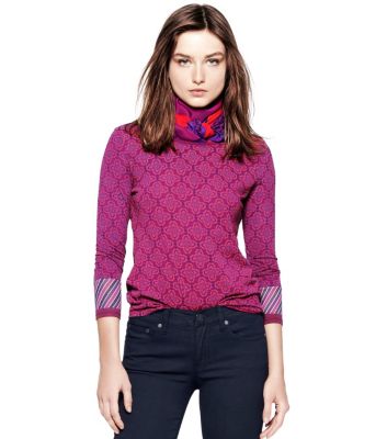 Imperial Purple Multi Tory Burch Halland Silk Scarf 