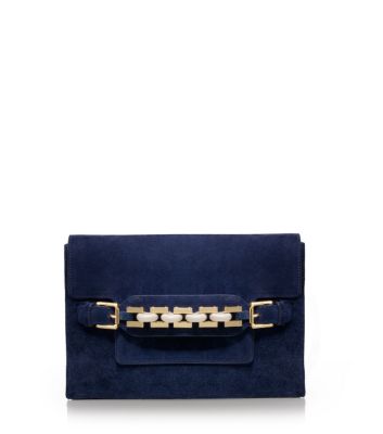 Tory Burch Suede And Chain Clutch 