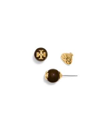 Tory Burch Resin Logo Stud Earring Women's Earrings & Rings