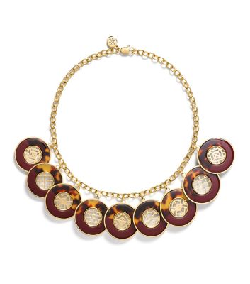 Tory Burch Perforated Charm Resin Statement Necklace Women's Necklaces