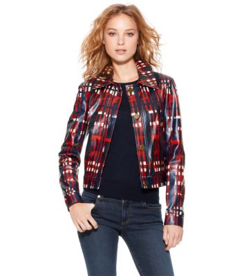 CHRISTINA PLAID LEATHER JACKET