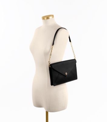 Black- Tory Burch Robinson Envelope Clutch 