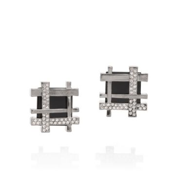 GINGHAM PAV&Eacute; EARRING