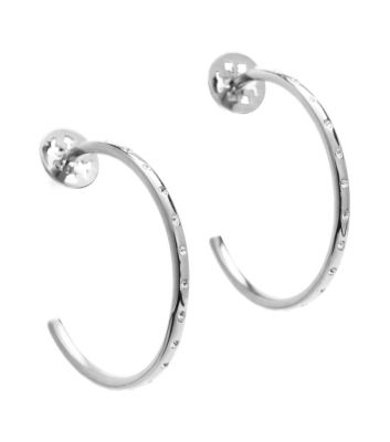 Crystal/tory Silver Tory Burch Large Mccoy Metal Pav&eacute;  Hoop Earring 