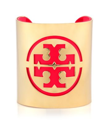 Lobster Tory Burch Patent Leather Stencil Logo Cuff 