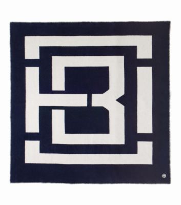 Navy/ivory Tory Burch Tb Graphic Blanket 