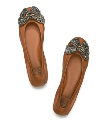 Tory Burch Leather Eddie Bow Ballet Flat 