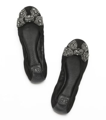 Tory Burch Suede Eddie Ballet Flat With Bow 
