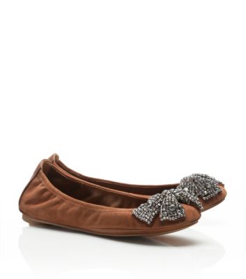 Tory Burch Suede Eddie Ballet Flat With Bow  