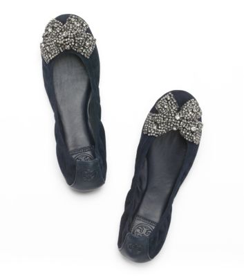 Tory Burch Suede Eddie Ballet Flat With Bow 