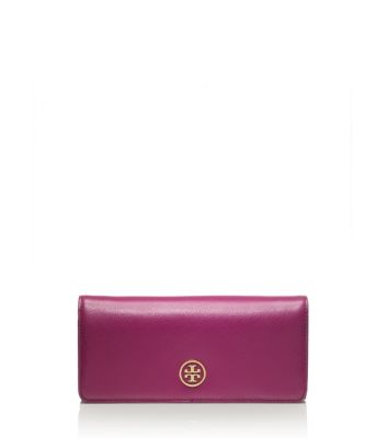 Purple Gem/clay Beige Tory Burch Robinson Envelope Continental Wallet  