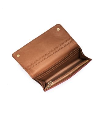 Purple Gem/clay Beige Tory Burch Robinson Envelope Continental Wallet 