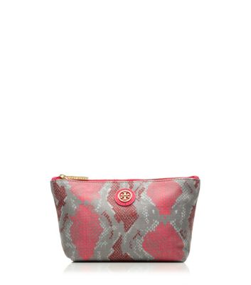 Carnation Red Multi (pop Snake C) Tory Burch Pop Snake Small Slouchy Cosmetic Case  