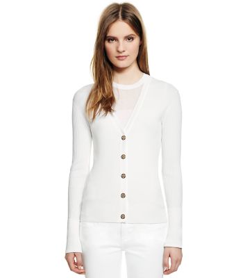 Tory Burch Cotton Shrunken Simone Cardigan 