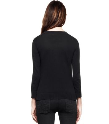 Tory Burch Cotton Shrunken Simone Cardigan 