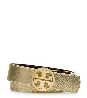 Tory Burch Metallic Reversible Logo Belt  
