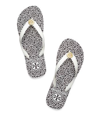 3t(wht/brw) Tory Burch Printed Flip Flop 