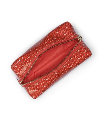 Equestrian Orange Multi (logo Lattice C) Tory Burch Brigette Cosmetic Case 