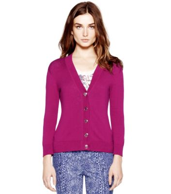 Tory Burch Cotton Shrunken Simone Cardigan  
