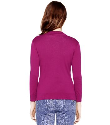 Tory Burch Cotton Shrunken Simone Cardigan 
