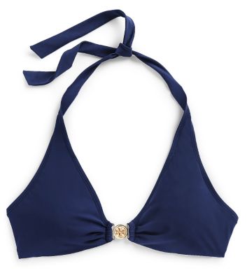 Tory Navy Tory Burch Logo Halter  