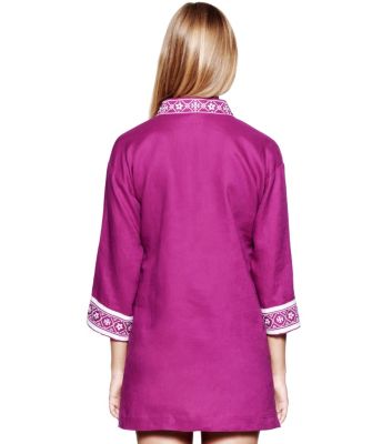 Party Fuschia/ivory Tory Burch Tory Linen Tunic 