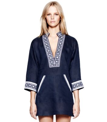 Tory Navy/white Tory Burch Tory Linen Tunic  