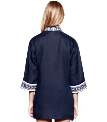 Tory Navy/white Tory Burch Tory Linen Tunic 