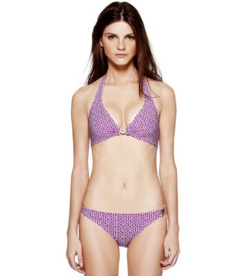 Party Fuschia Sando  Tory Burch Logo Printed Halter 