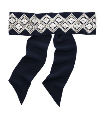 Tory Burch Diamond Embroidered Sash / Headband  