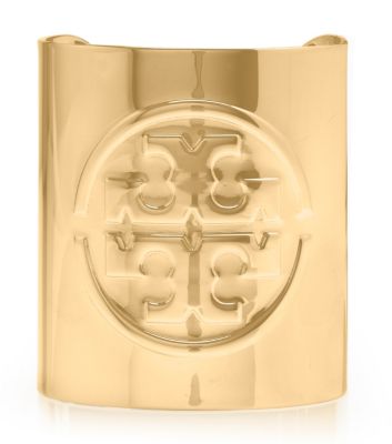 Gold Tory Burch Metal Logo Cuff 