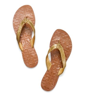 Tory Burch Metallic Snake Printed Thora Sandal 