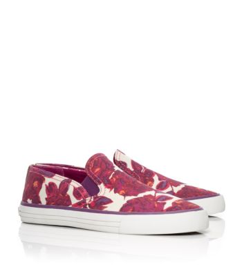 Rosa D/royal Tan/eggplant Tory Burch Miles Sneaker  