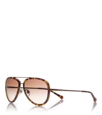 Tortoise Tory Burch Aviator Sunglasses 