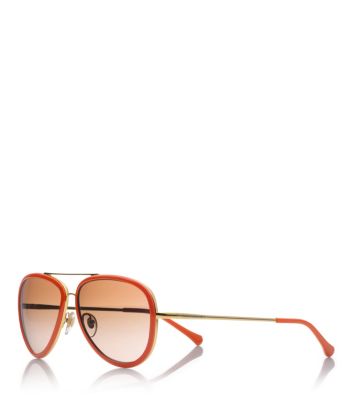 Orange Tory Burch Aviator Sunglasses 