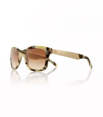 Tory Burch Vintage Square Sunglasses With Metal Logo 