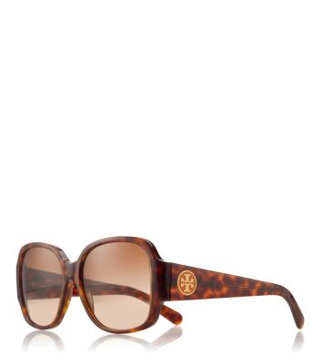Havana Tory Burch Oversized Square Sunglasses  