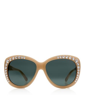 Light Brown Tory Burch Crystal Cat-eye Sunglasses 