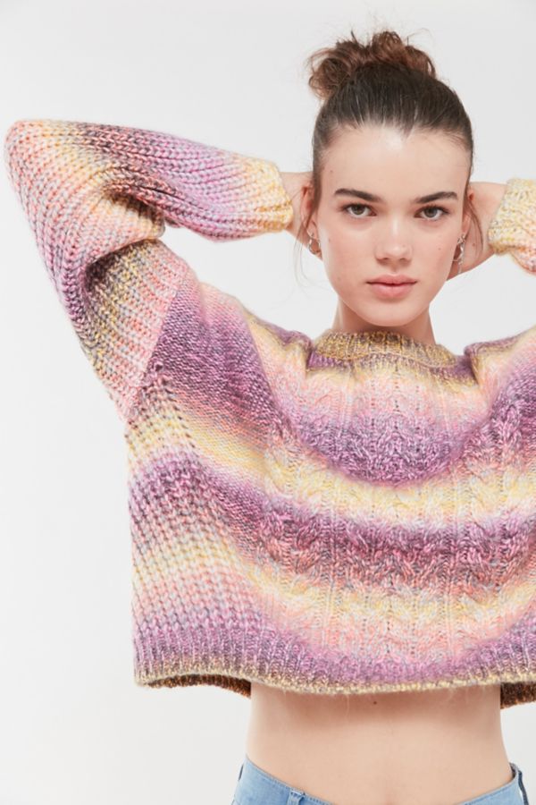 UO Lofty SpaceDye Cable Knit Sweater Urban Outfitters