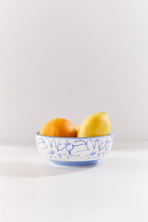 Slide View: 1: Floral Ceramic Bowl