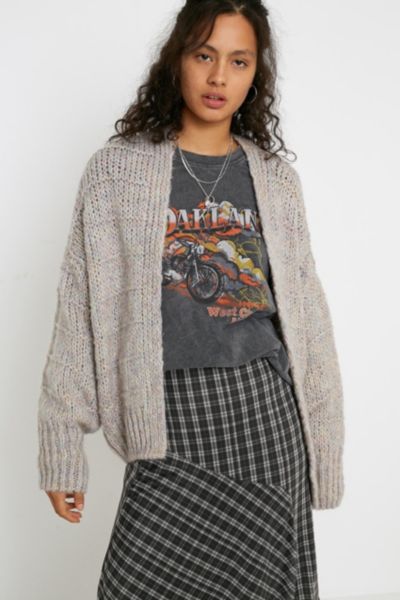 Uo Pointelle Wool Balloon Cardigan Urban Outfitters