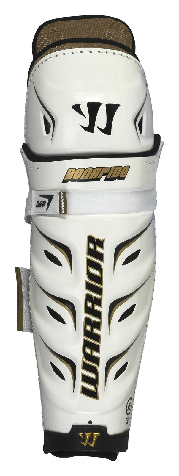 Bonafide Shin Guard, White with Gold &amp; Black