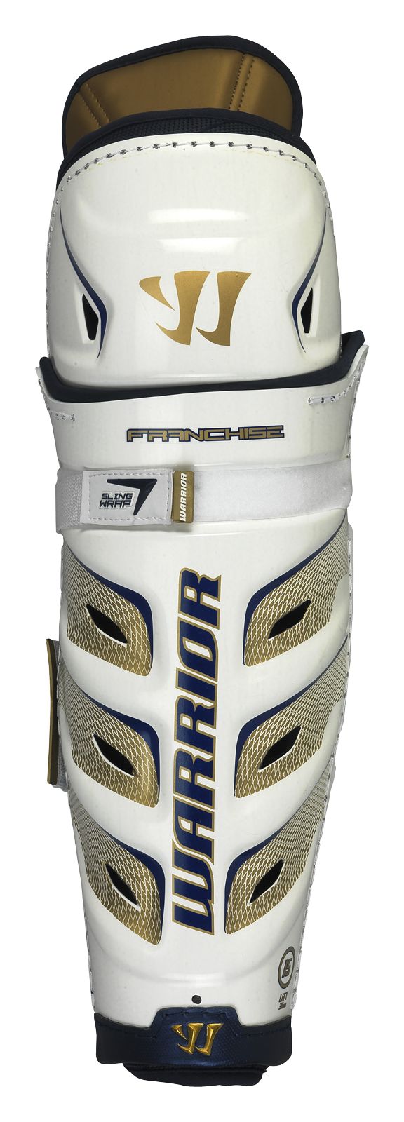 Franchise Shin Guard, White with Gold &amp; Black