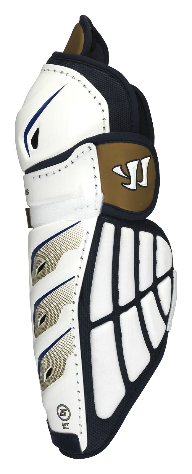 Franchise Shin Guard, White with Gold &amp; Black