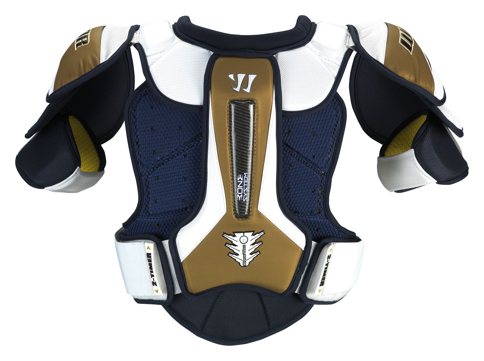 Franchise Shoulder Pad, White with Navy &amp; Gold