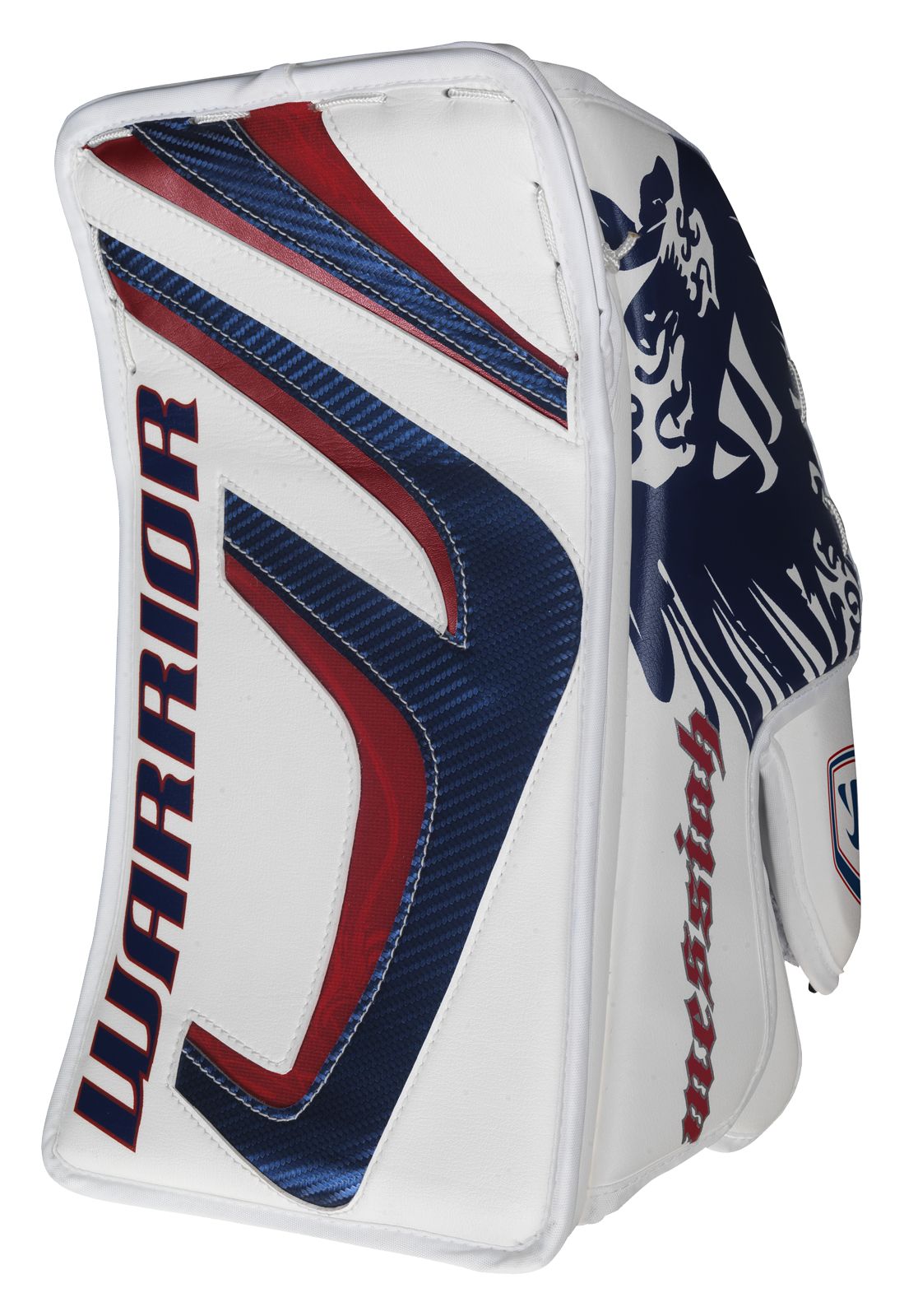 Messiah Blocker, White with Navy &amp; Red