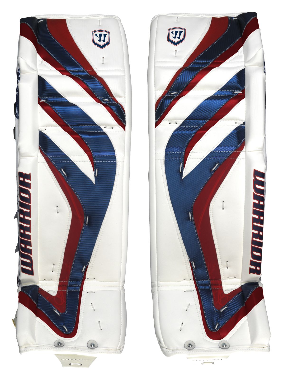 Messiah Leg Pads, White with Navy &amp; Red